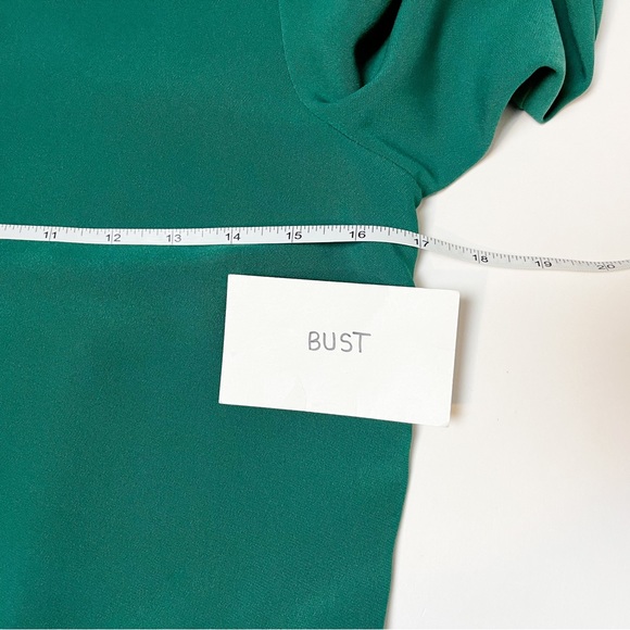 Sail to Sable Green Shift Dress 4 long sleeve mini ruffle cocktail party holiday - Picture 8 of 14